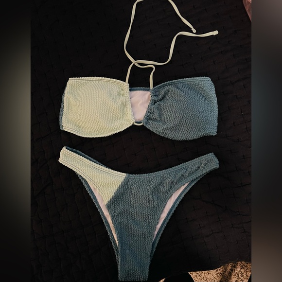 Two-Tone Textured Bikini Set - Picture 2 of 6